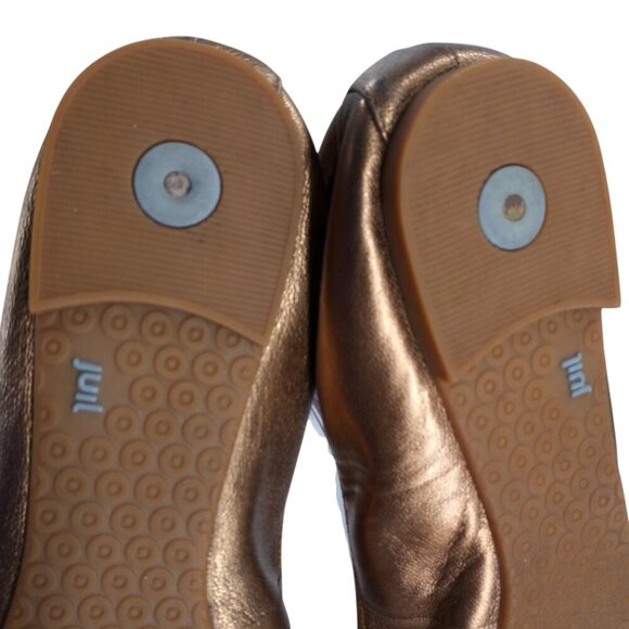 Juil The Flat Gold Bronze Leather Metallic Slip On Ballerina Flats Size 10 - Picture 7 of 14